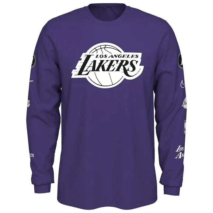 Men's Los Angeles Lakers Purple 2022/23 City Edition Essential Expressive Long Sleeve T-Shirt